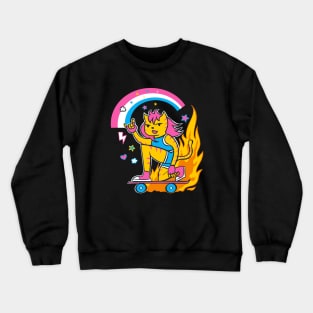 Very Cool Skater Cat Girl Crewneck Sweatshirt